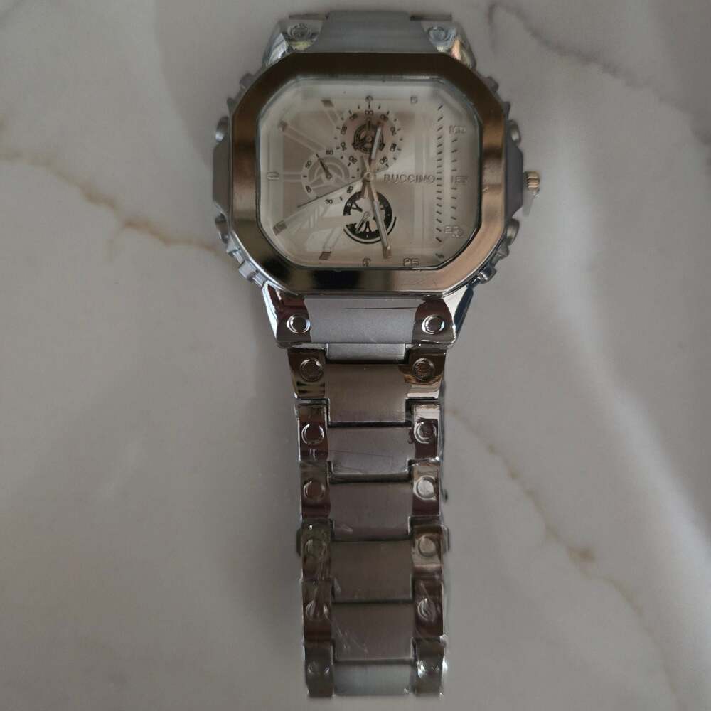 Buccino Men's Square Stainless Steel Analog Quartz Wristwatch